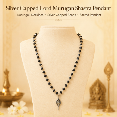Silver Capped Lord Murugan Shastra Pendant