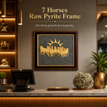 7 Horses Raw Pyrite Frame for Vastu & Prosperity