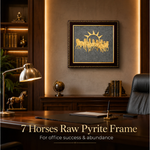 7 Horses Raw Pyrite Frame for Vastu & Prosperity