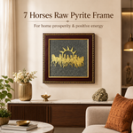7 Horses Raw Pyrite Frame for Vastu & Prosperity