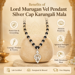 Lord Murugan Vel Pendant | Silver Cap Karungali Mala