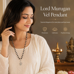 Lord Murugan Vel Pendant | Silver Cap Karungali Mala