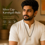 Lord Murugan Vel Pendant | Silver Cap Karungali Mala