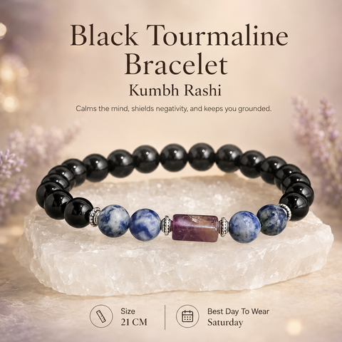 Black Tourmaline Bracelet (Kumbh Rashi) Aquarius